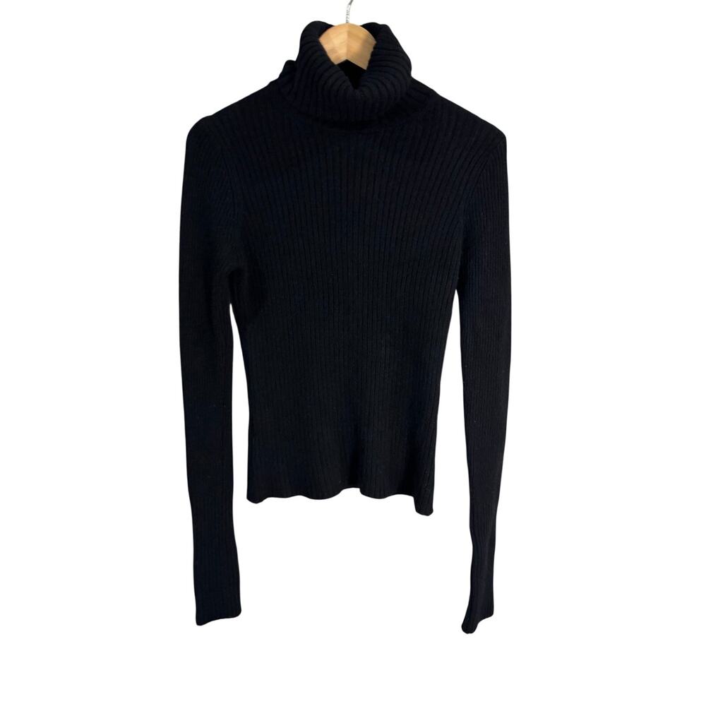 Lafayette 148 Black Turtleneck Sweater Cashmere Small